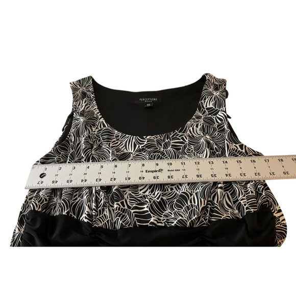 Perceptions Women's 16W Black White Dress Floral Print Scoop Neck Sleeveless - Picture 4 of 15